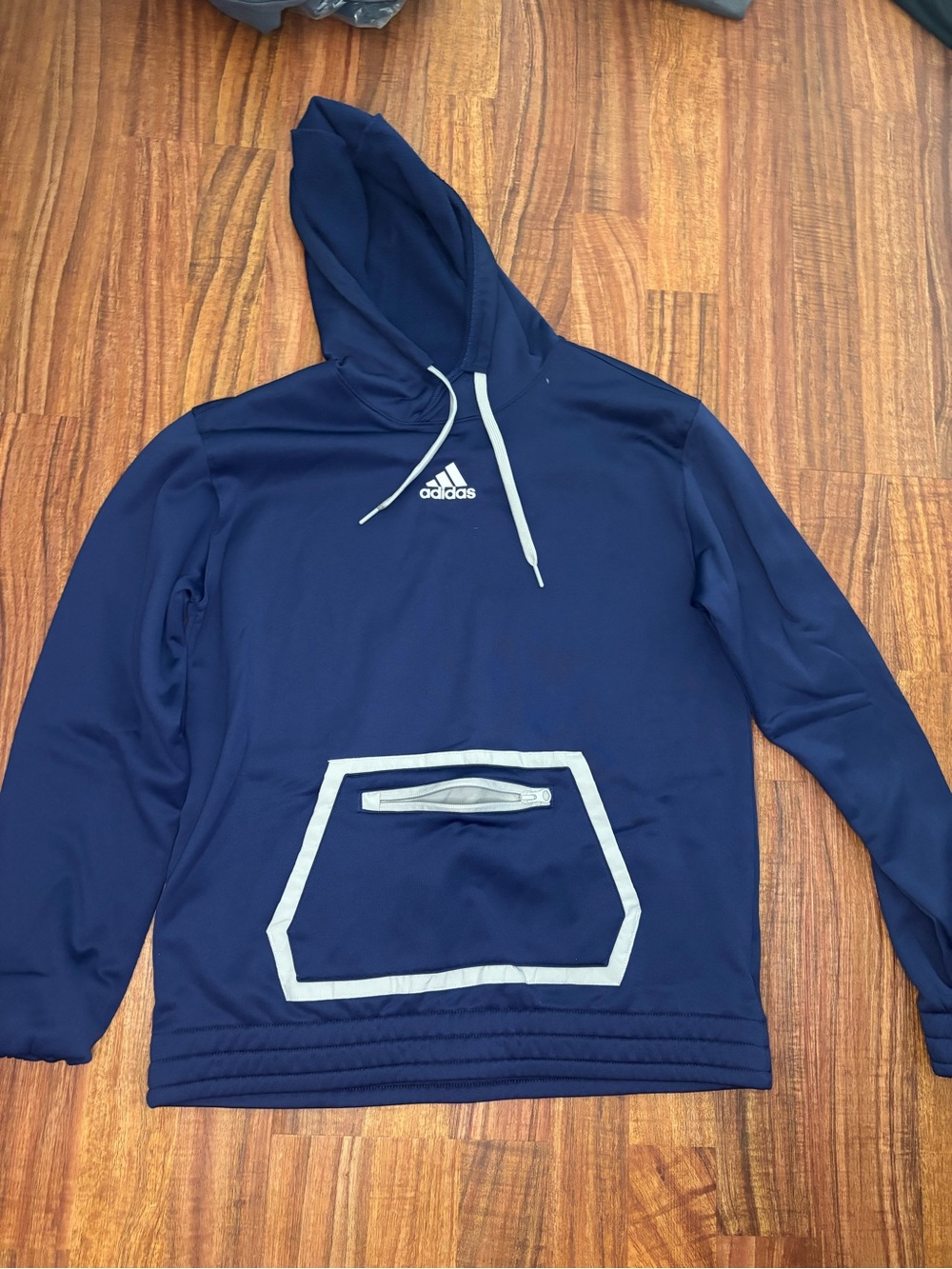 adidas Navy Blue Men's Hoodie with Contrast Trim